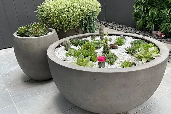 Florence Low Round Lightweight Concrete Planters - Image 4