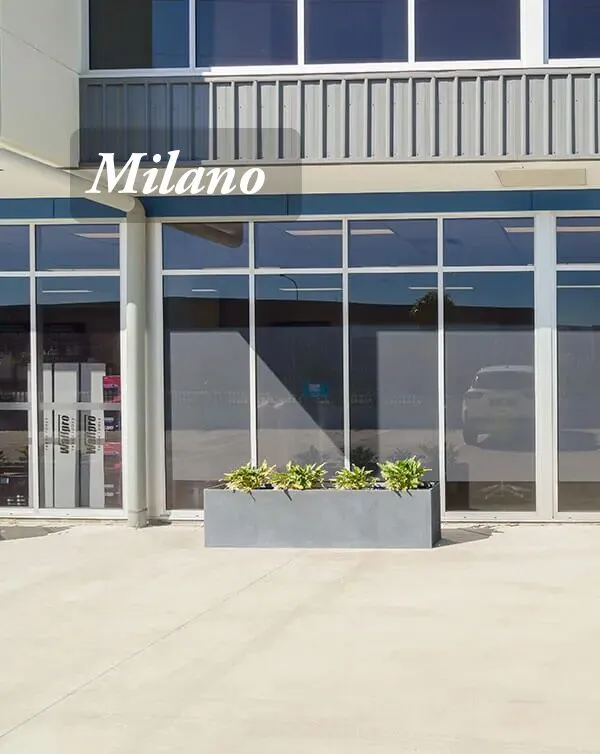 Milano Light Concrete Trough Planter parking lot