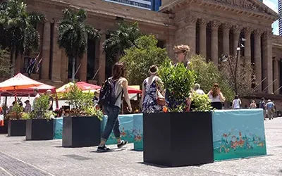 IOTA Fiberglass Cube Planters at King George Square