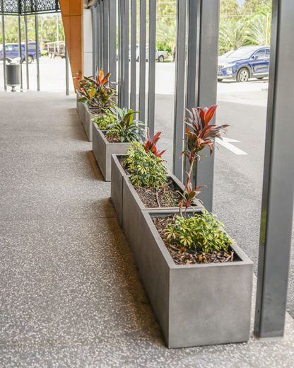 Large GRC Pitted Trough Planters for Public walkways