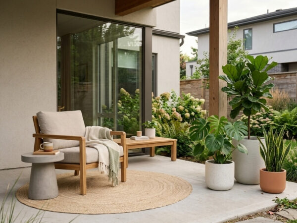 Lightweight planters in a balcony