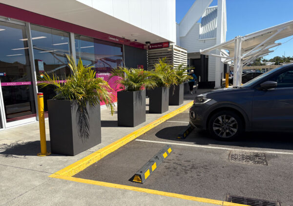 design with tall, slender planters