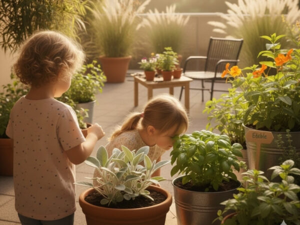 Children exploring a sensory garden 