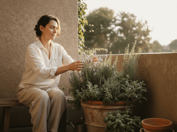 Herb planter creating a calm and reflective garden space