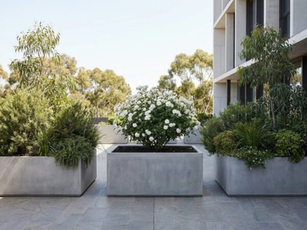 arge planters with deep soil volume designed for acoustic performance.