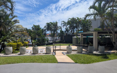 Community Harvest in Style: Bolla Tall Round Planters at a Gold Coast Waterfront Residence