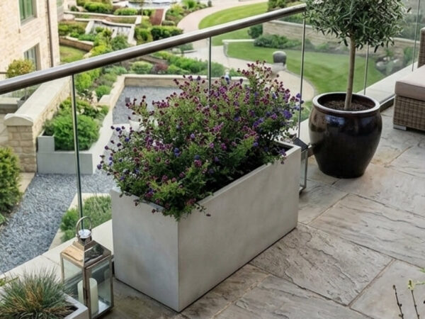 Lightweight planters used on a balcony garden.