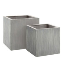 Large pots featuring Milano textured concrete square cube design