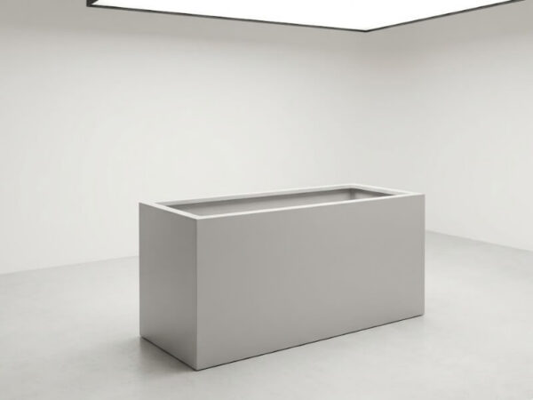 Light grey fibreglass planter with smooth finish suitable for repainting