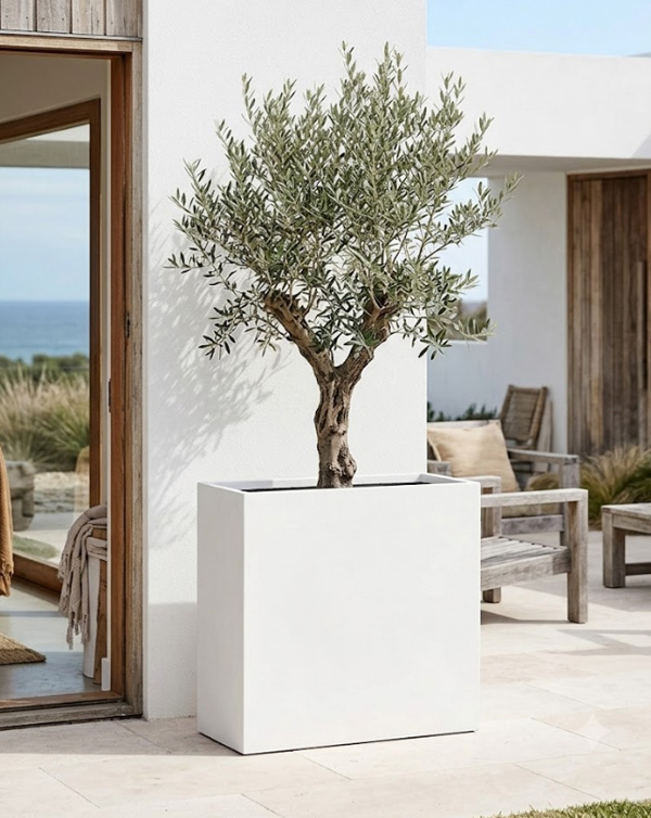 Mykonos white large lightweight garden pot