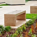 Outdoor Landscaping with Custom-Made Granite Benches