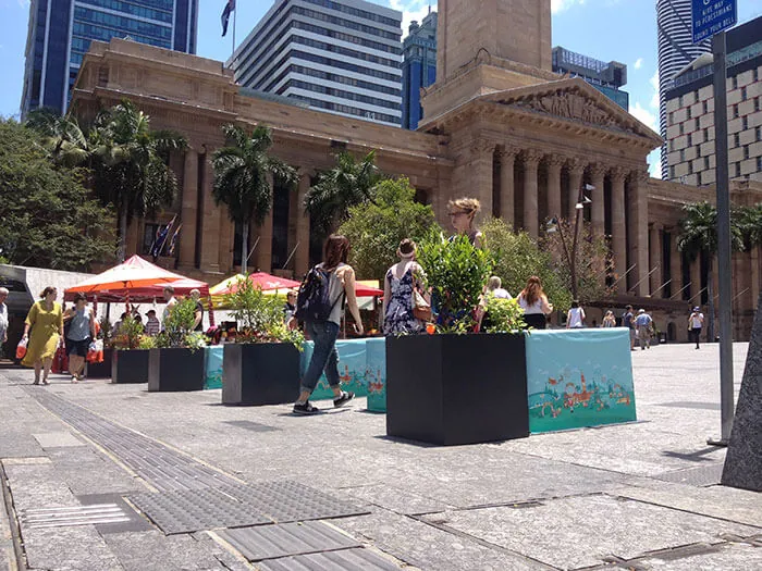 IOTA Fiberglass Cube Planters Adorn King George Square 1