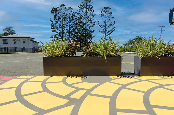 charcoal trough planter close-up