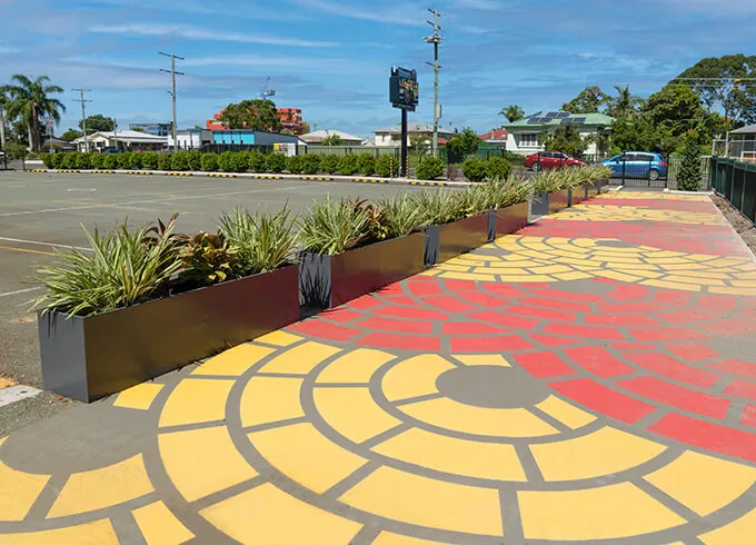 Outdoor Rectangular Planters Lined up in a Parking Area for Landscape Elements