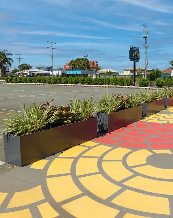 Rectangular Garden Pots in a Public Carpark