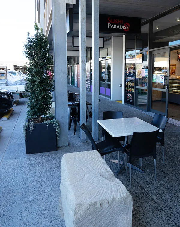 Moscow Cube Concrete Planters placed in restaurant front