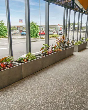 Concrete planters in Shopping Center