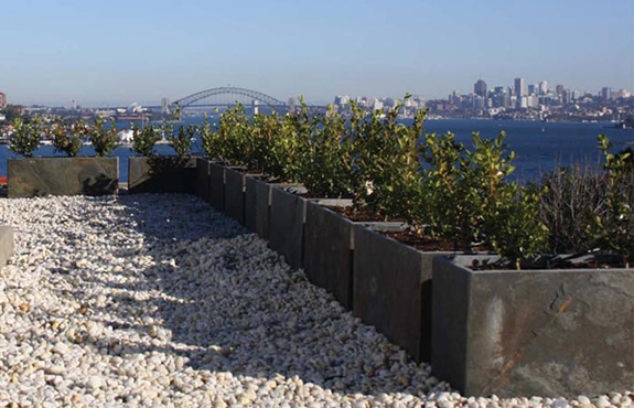 lightweight concrete planters rooftop landscaping