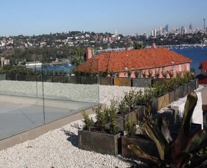 Slate planters in rooftop