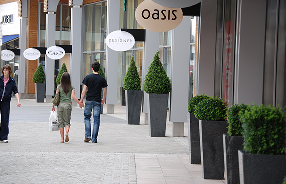 Planting Containers Lining Outlet Mall