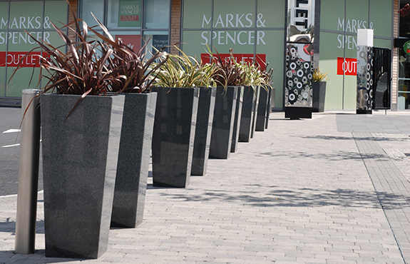 Planting Containers At Outlet Mall