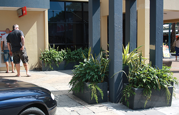 Granite planters close-up