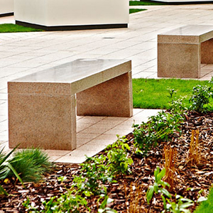 Outdoor Landscaping With Custom Granite Benches