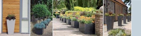 planters in soft landscaping