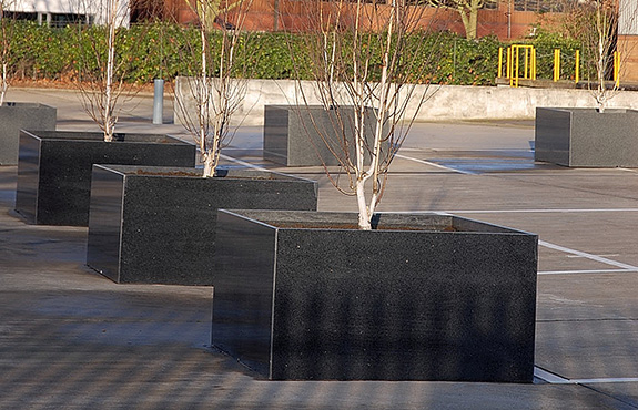 custom granite planters at Milton Park