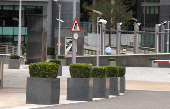 IOTA Granite Cube Planters at Paddington Central