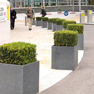 granite cube planters - paddington central