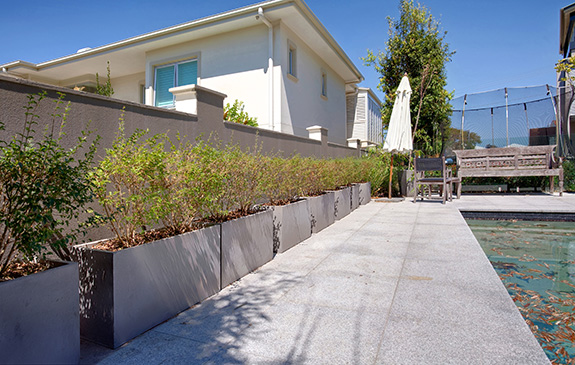 lightweight concrete planters at brisbane-pool