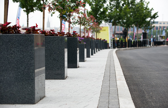 lines of custom granite planter