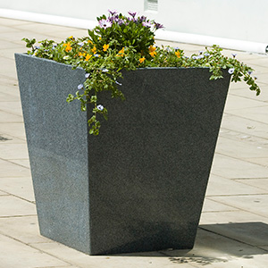 IOTA’s granite planters at the Dockside in Douglas, Isle of Man.