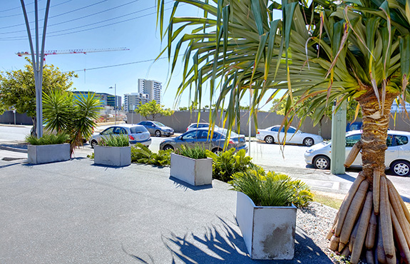 lightweight concrete trough planters - parking-lot-venice-trough-2