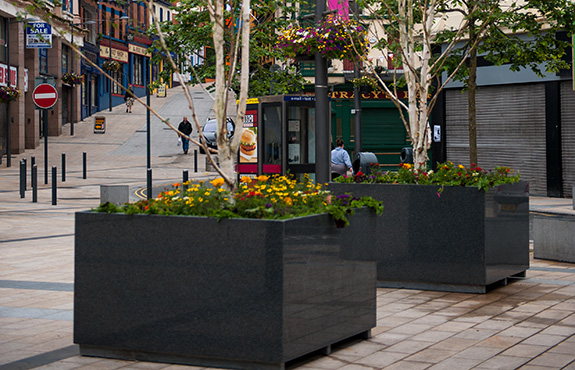 large custom granite planters