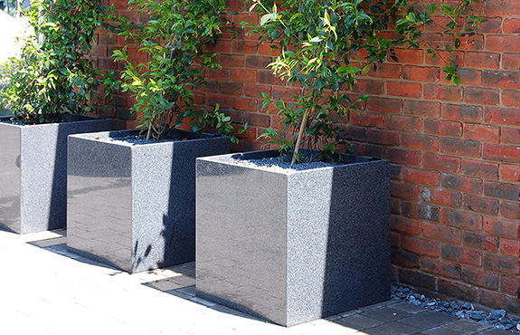 Close-up of Cube 600 planters