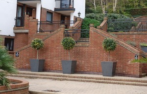 potted plants in landscaping